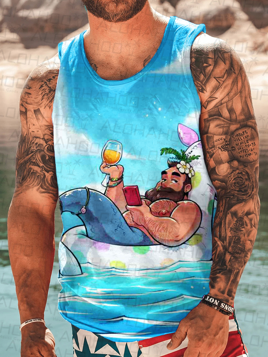 Men's Fun Pride Art Fat Mermaid Print Tank Top Muscle Tee