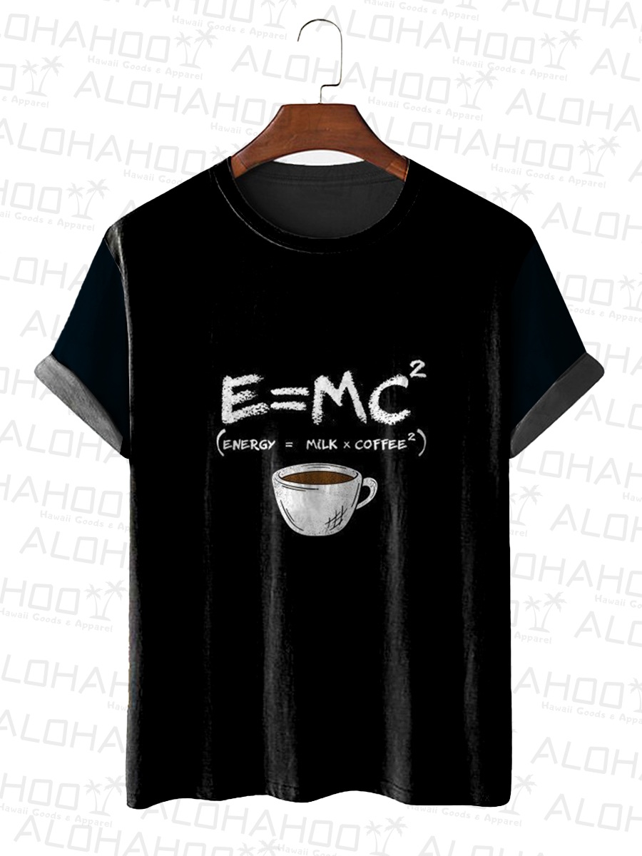 Men's Fun Energy = Milk + Coffee Print T-Shirt