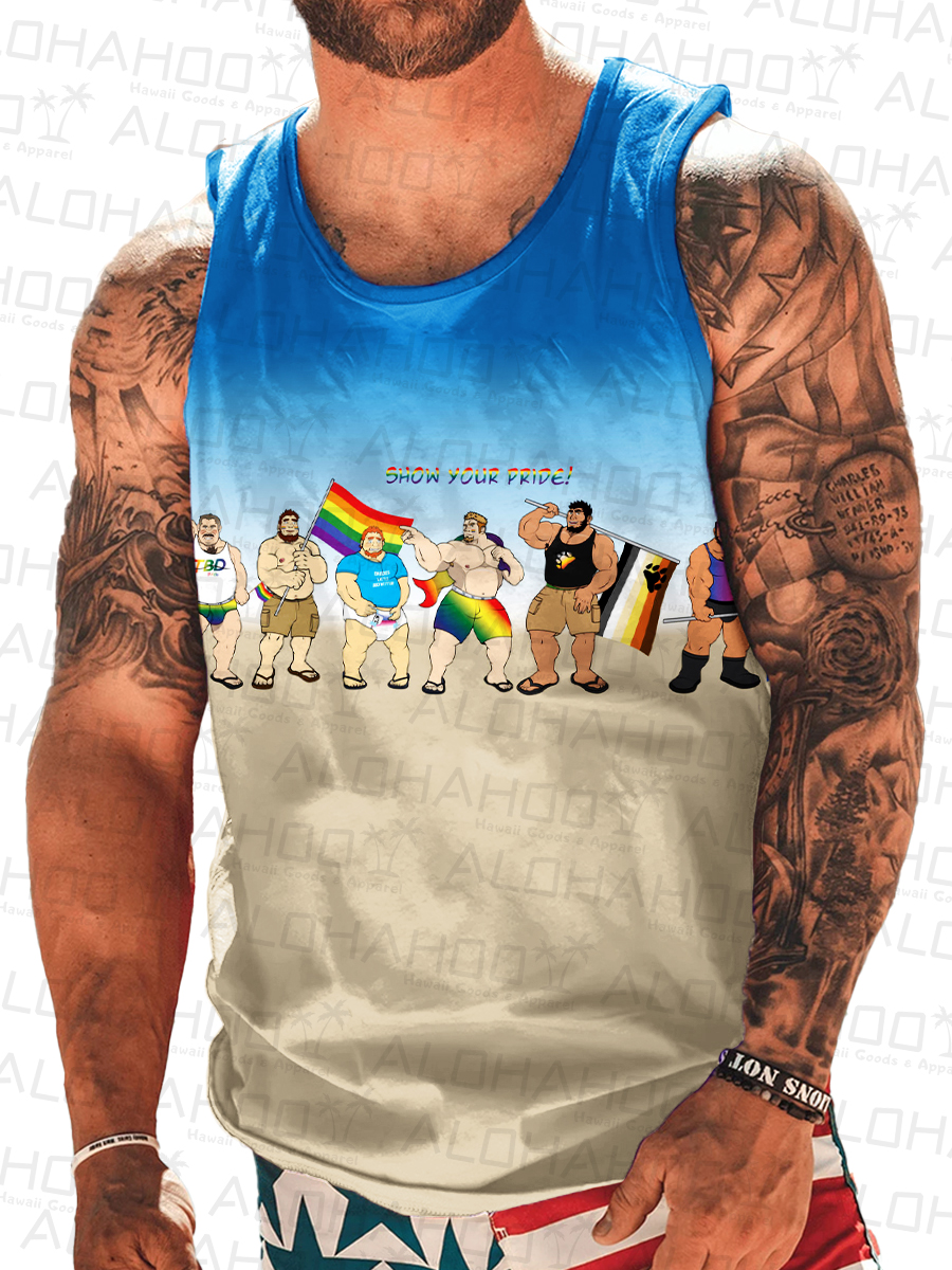 Men's Fun And Sexy Show Your Pride Print Tank Top Muscle Tee