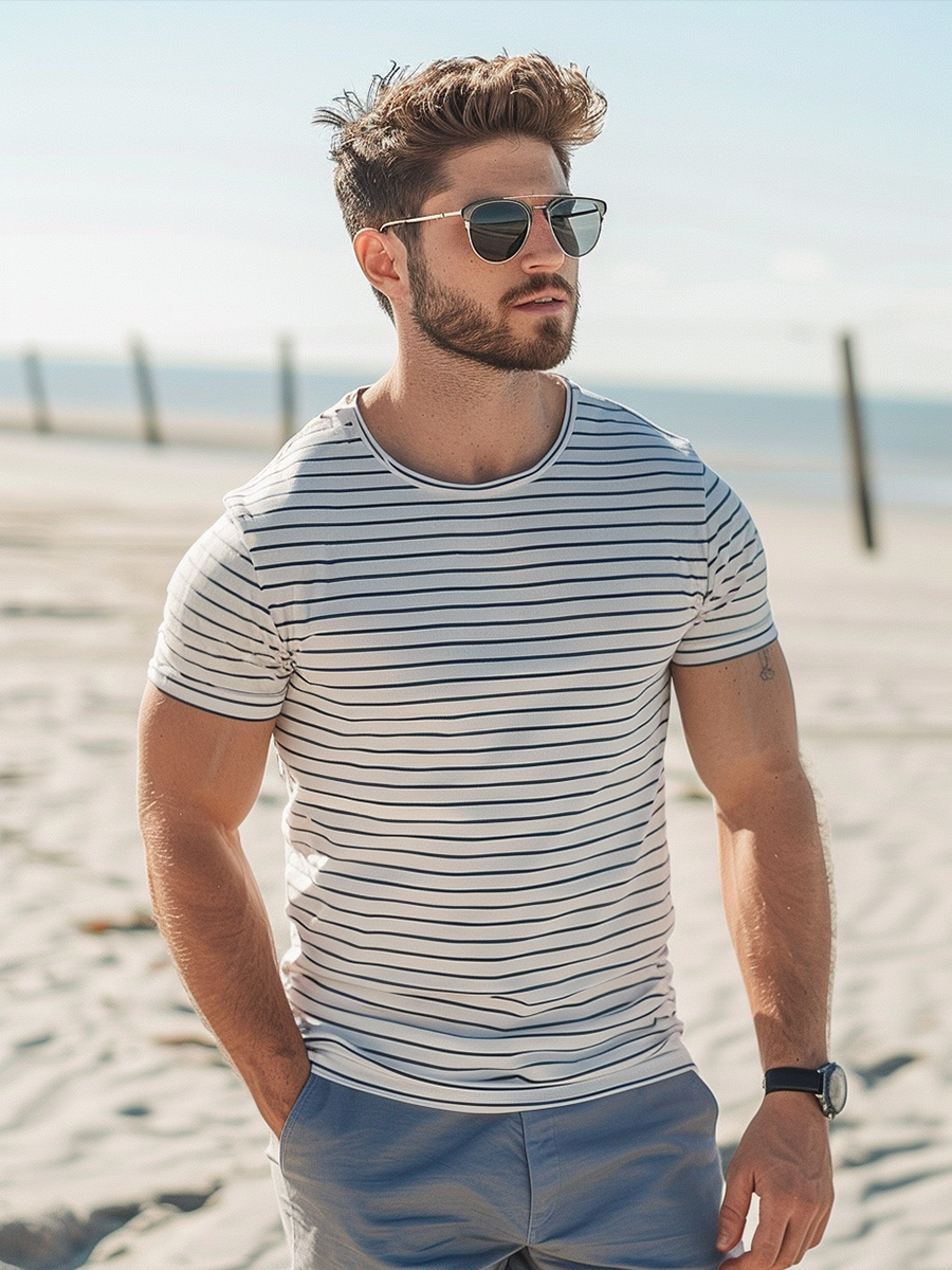 Men's Casual Simple Stripes T-Shirt