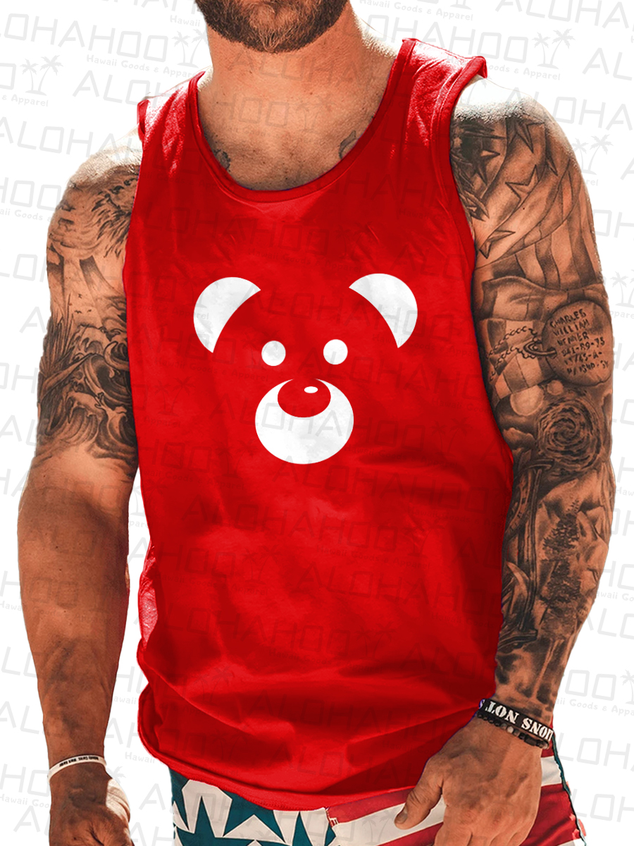 Men's Bear Pride Print Crew Neck Tank Top Muscle Tee
