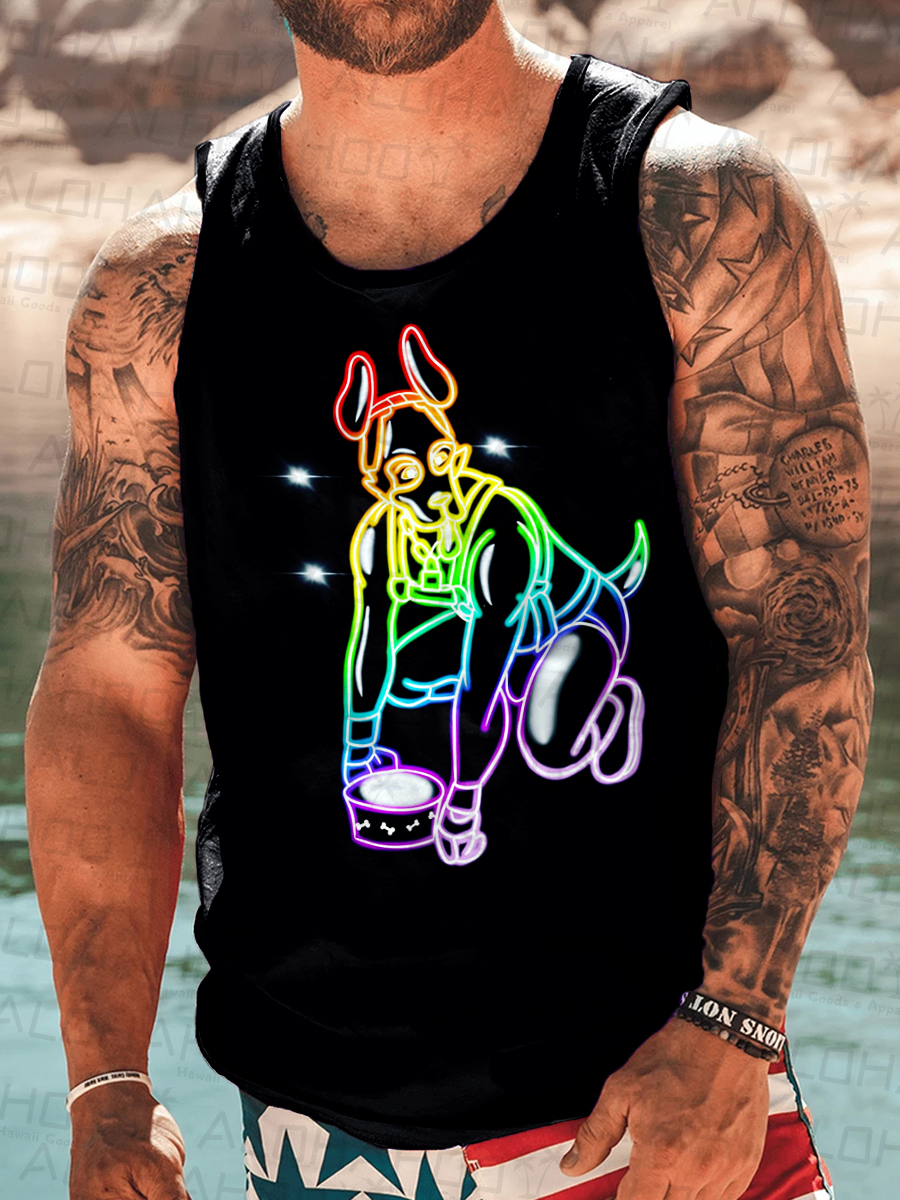 Men's Fun Pride Neon Feature Print Tank Top Muscle Tee