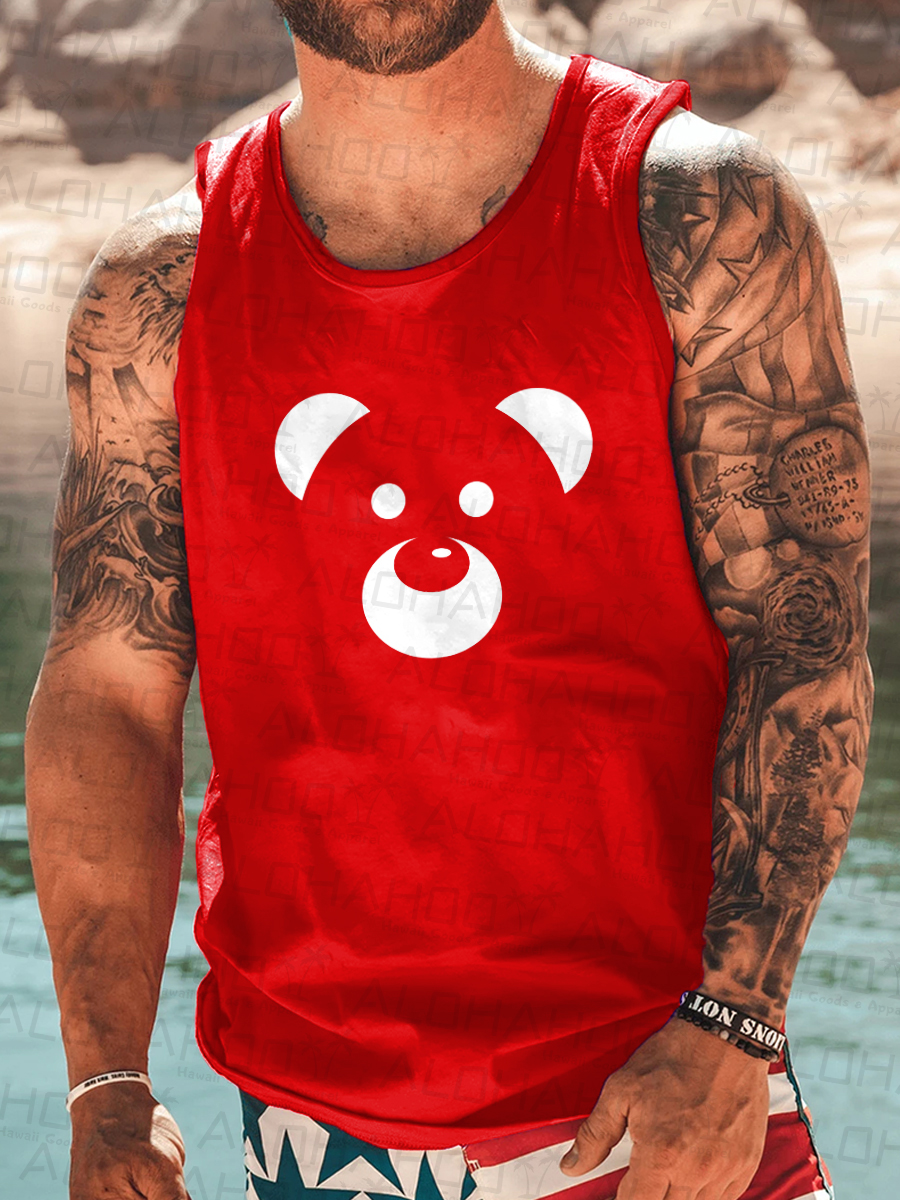 Men's Bear Pride Print Crew Neck Tank Top Muscle Tee
