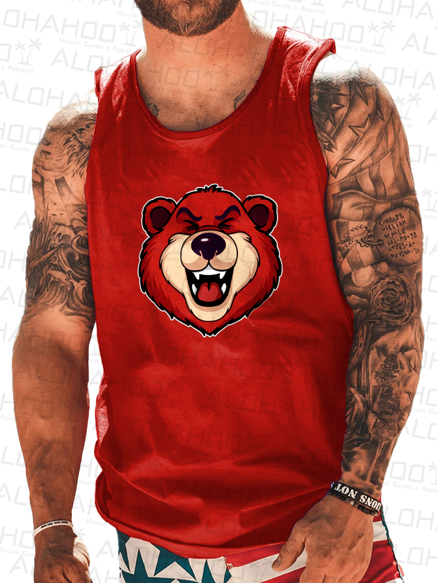 Men's Bear Pride Print Crew Neck Tank Top Muscle Tee
