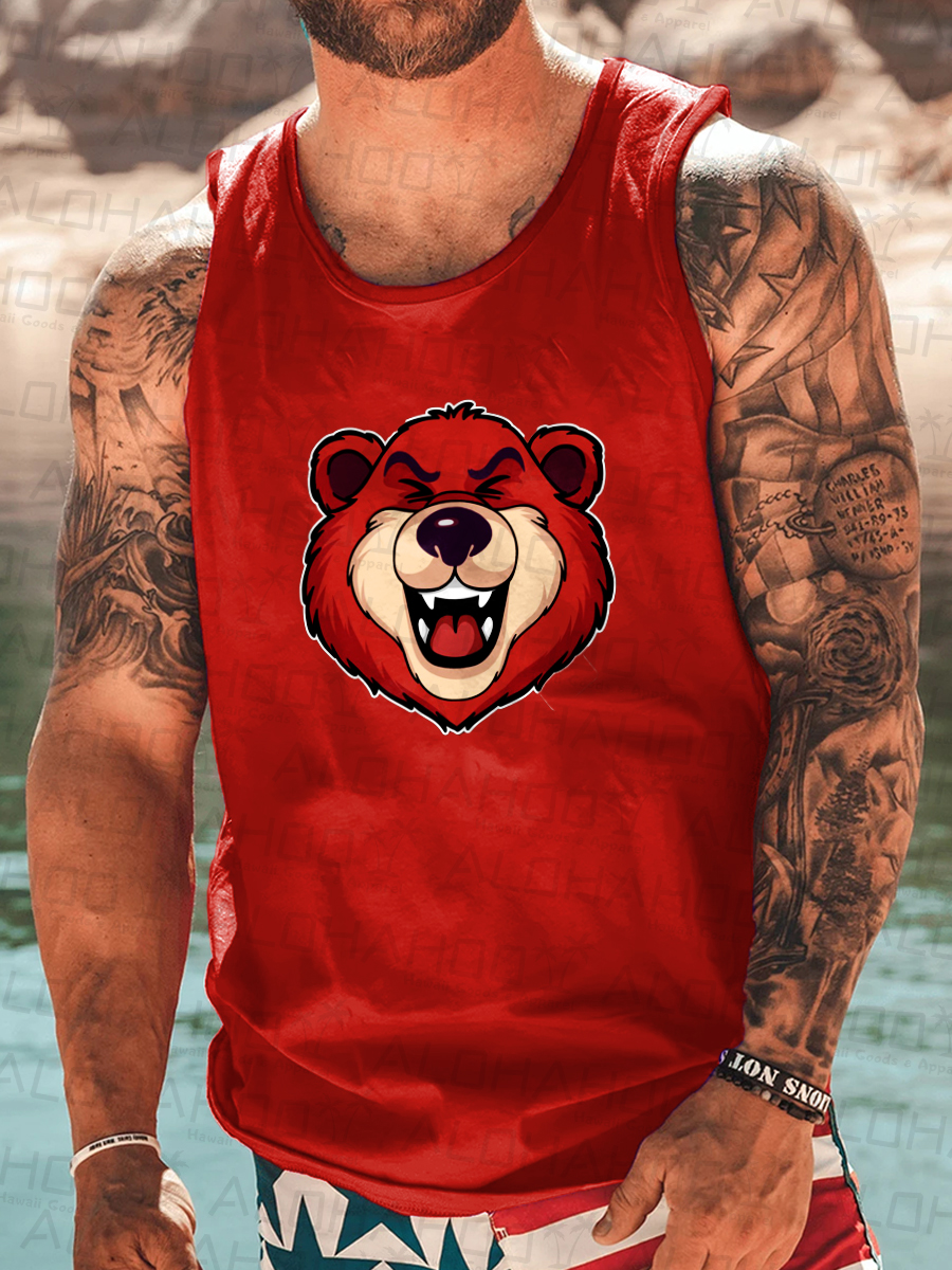 Men's Bear Pride Print Crew Neck Tank Top Muscle Tee