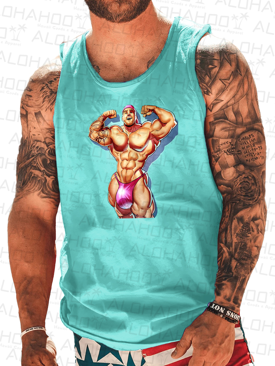 Men's Muscle Man Print Tank Top Muscle Tee