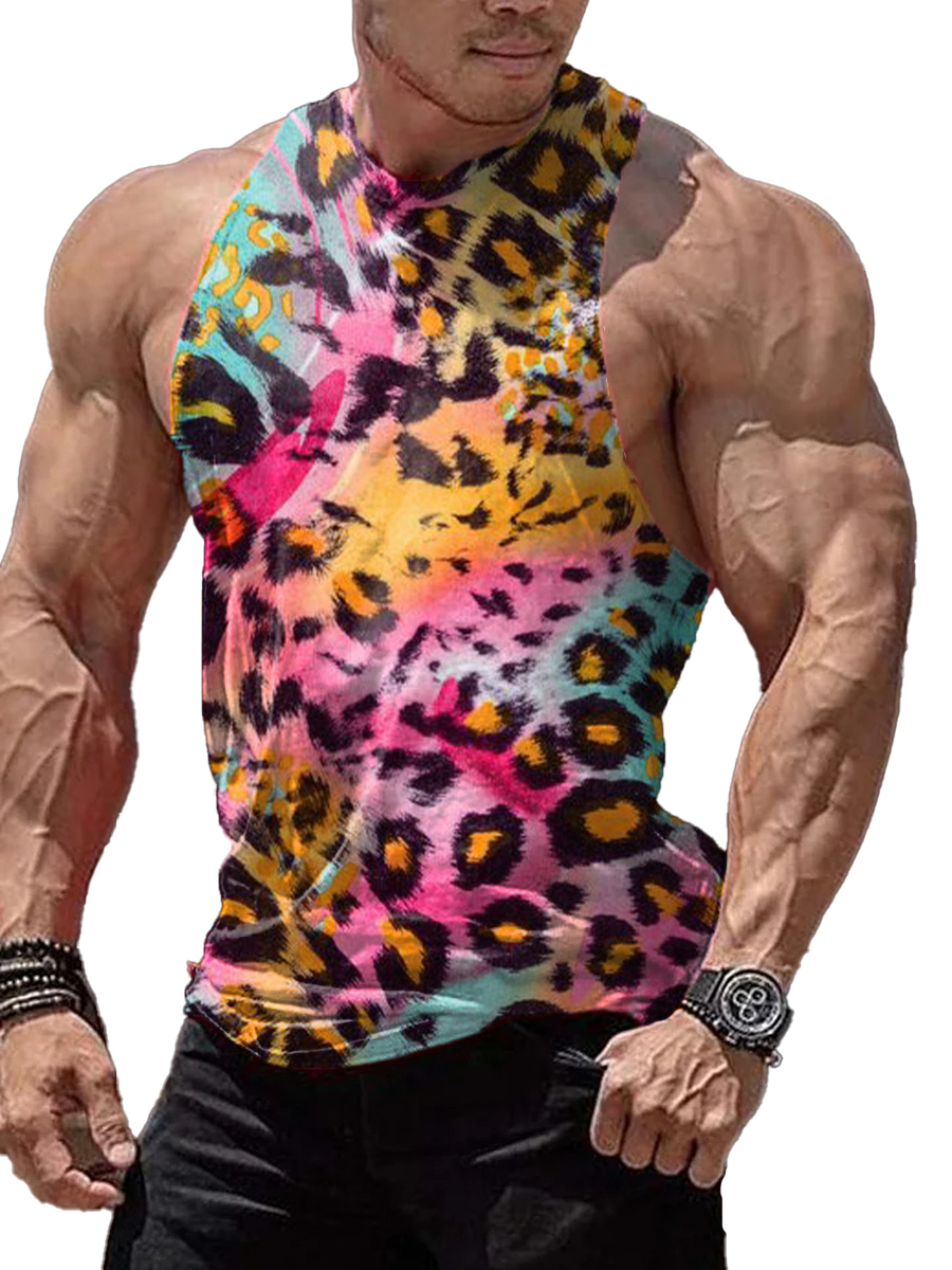 Men's Tank Top Pride Rainbow Print Crew Neck Tank T-Shirt