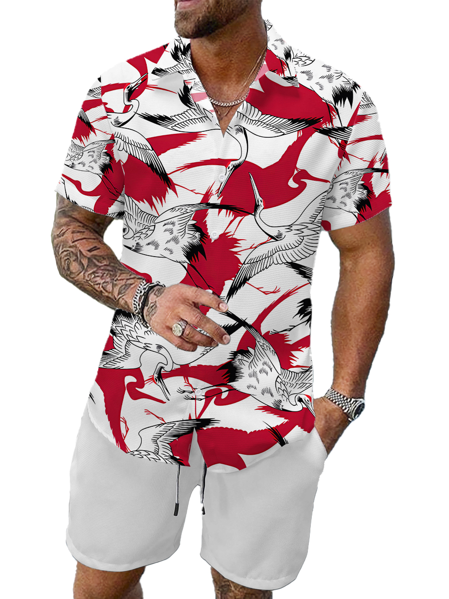Men's Sets Crane Print Two Piece Sets