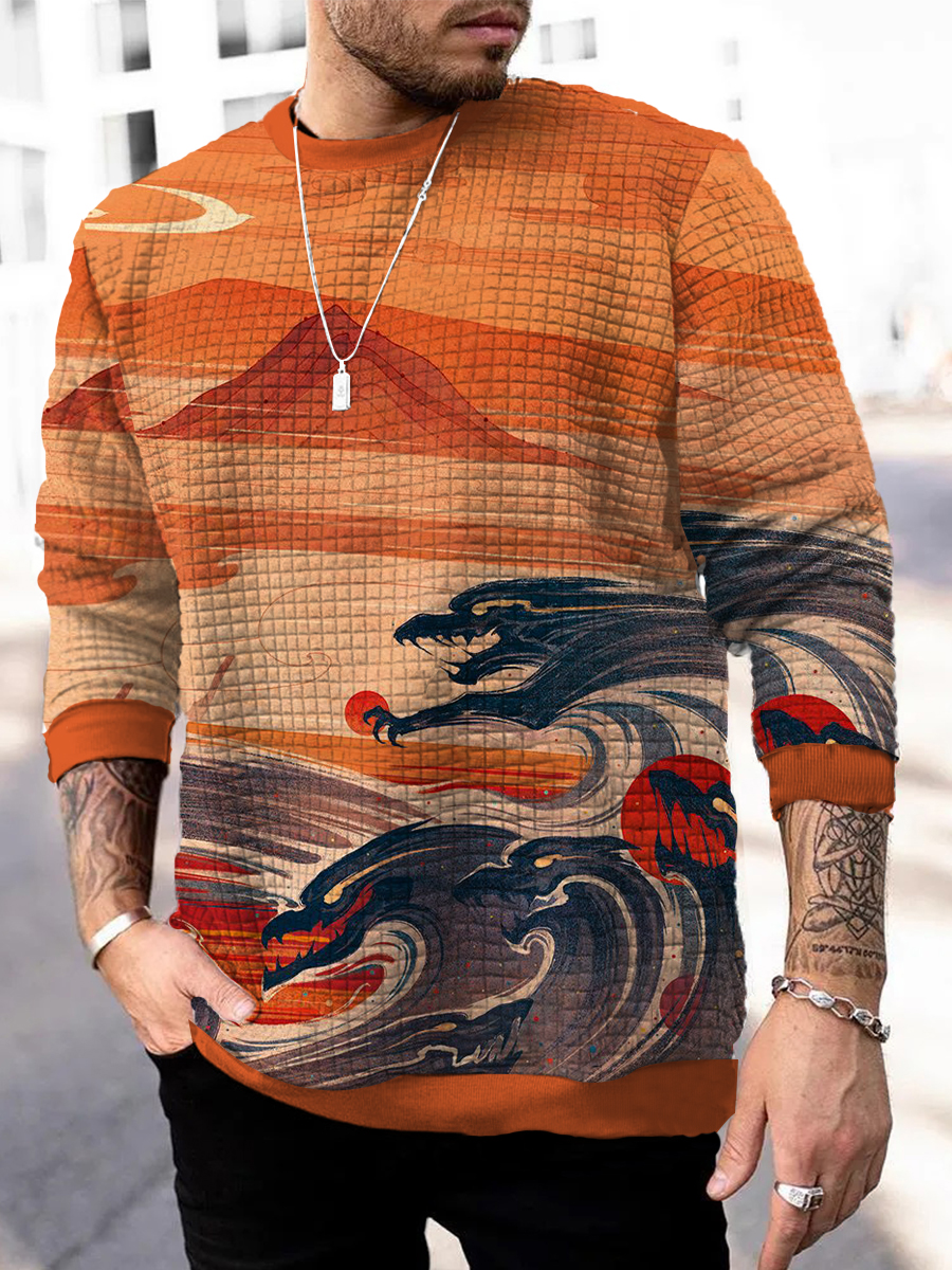 Sea Waves Pattern Print Long Sleeve Sweatshirt