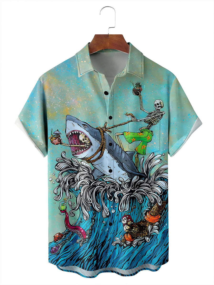 The Great Wave off Kanagawa Print Hawaiian Shirt
