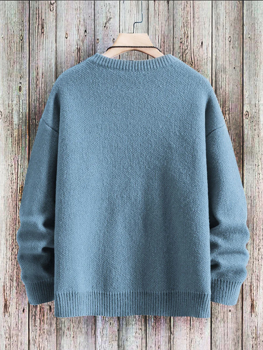 Men's Sweater Cute Cat Art Pattern Print Casual Knit Pullover Sweater