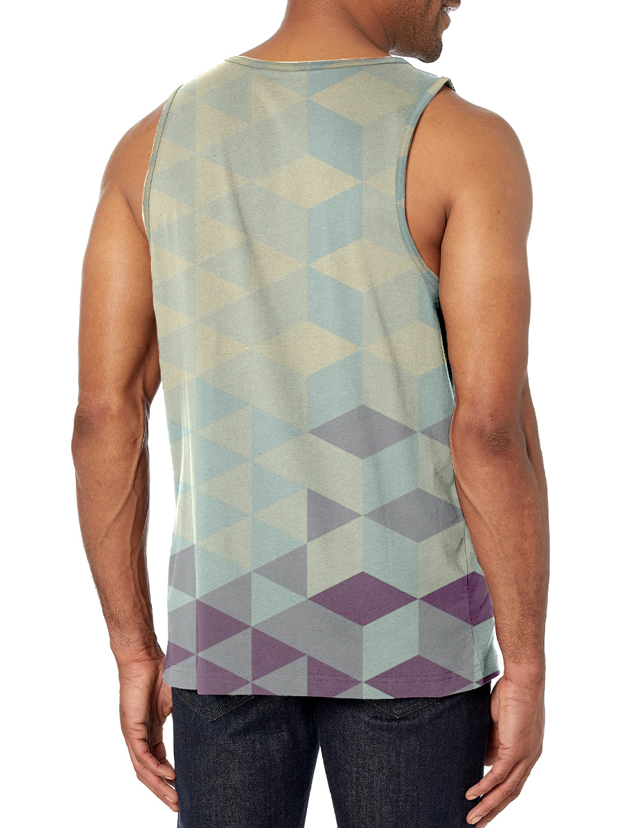 Men's Tank Top Geometry Print Crew Neck Tank T-Shirt