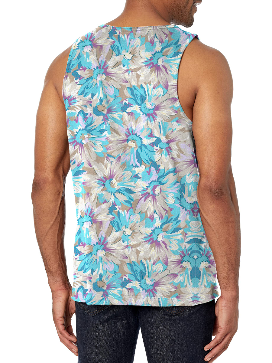 Men's Tank Top Floral Print Crew Neck Tank T-Shirt
