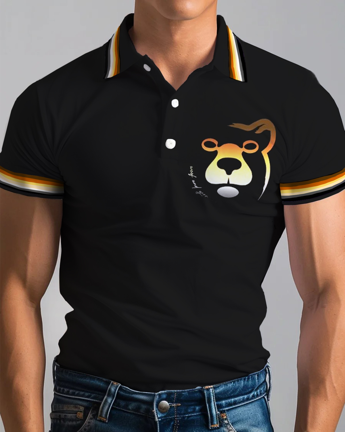 Men's Pride Bear Gradient  Polo Shirt