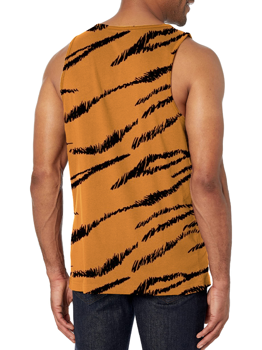 Men's Tank Top Tiger Fur Pattern Print Crew Neck Tank T-Shirt