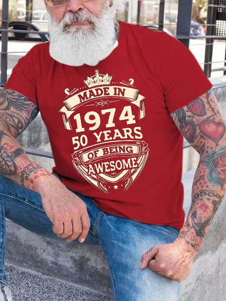 Men's Made In 1974 50 Years Awesome Print T-Shirt