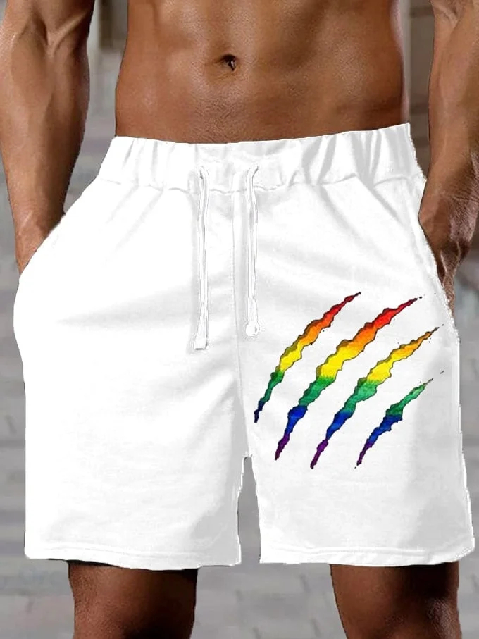 Men's Pride Rainbow Crack Print Track Shorts