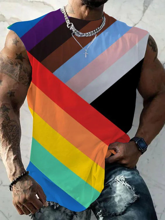 Men's Casual Rainbow Pride Print Tank Top