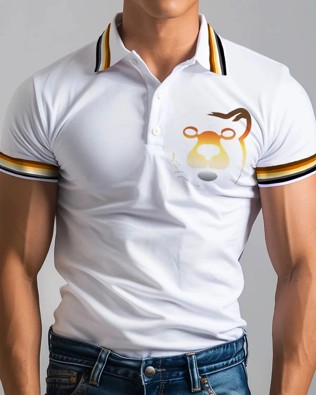 Men's Pride Bear Gradient  Polo Shirt