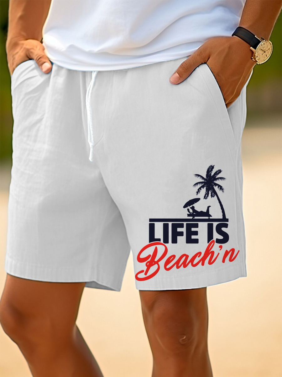 Men's Shorts Life Is Beach In Print Beach Shorts