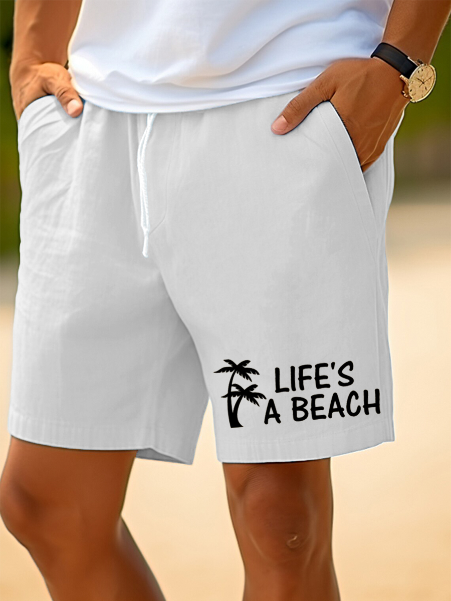 Men's Shorts Life Is A Beach Print Beach Shorts