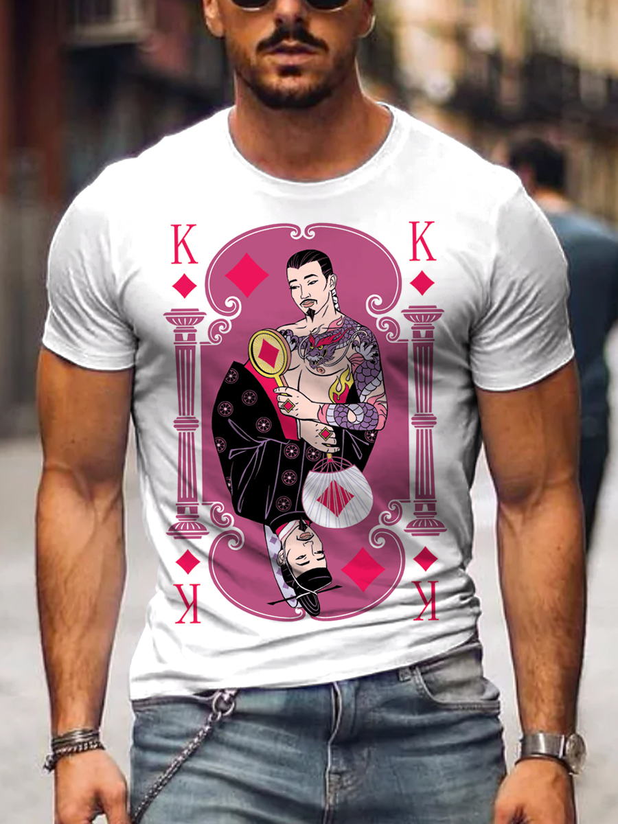 Men's Pride Card King Sexy Japanese Style Dragon Tattoo Art Print T-shirt