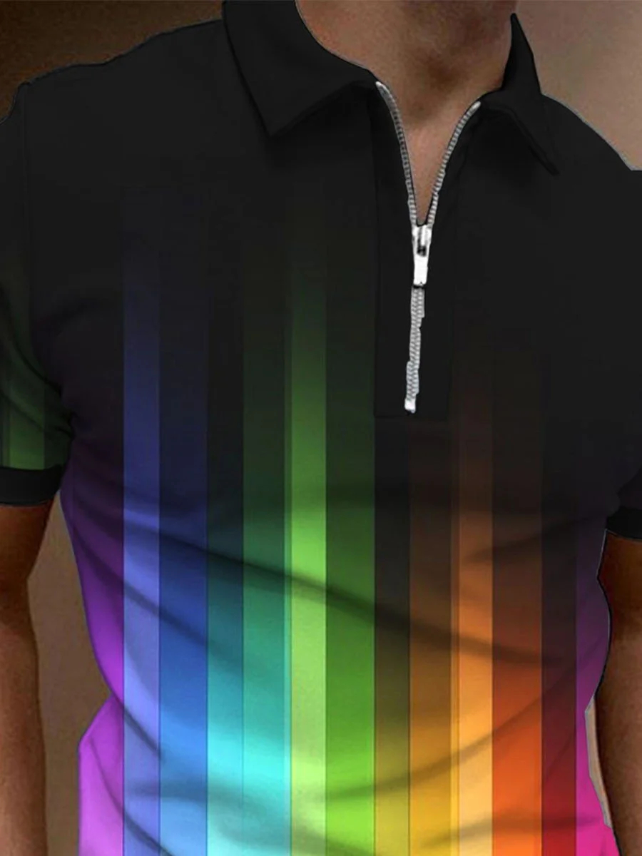 Men's Rainbow Gradient Art Print Polo Shirt