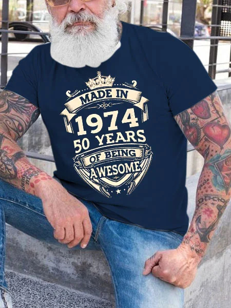 Men's Made In 1974 50 Years Awesome Print T-Shirt