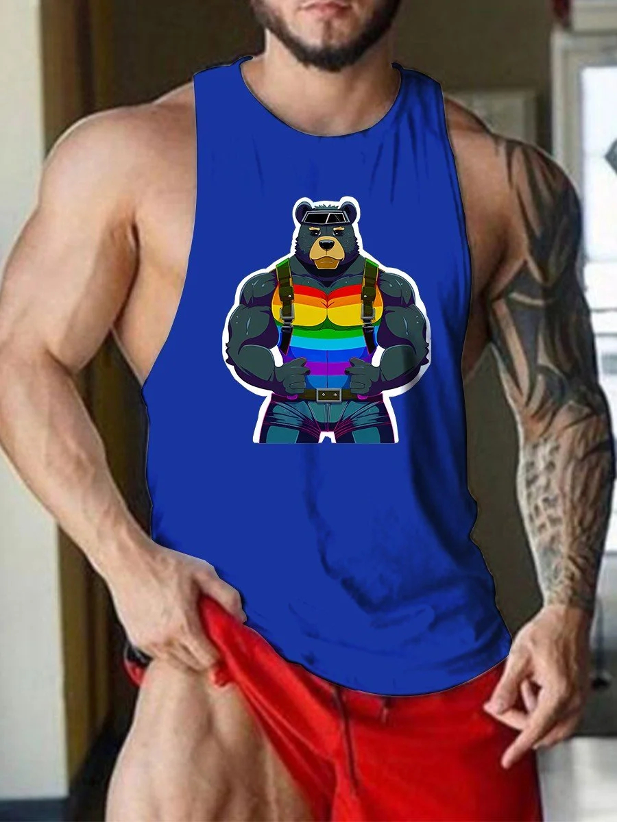 Men's Pride Rainbow Bruiser Muscular Bear Harness Tank Top