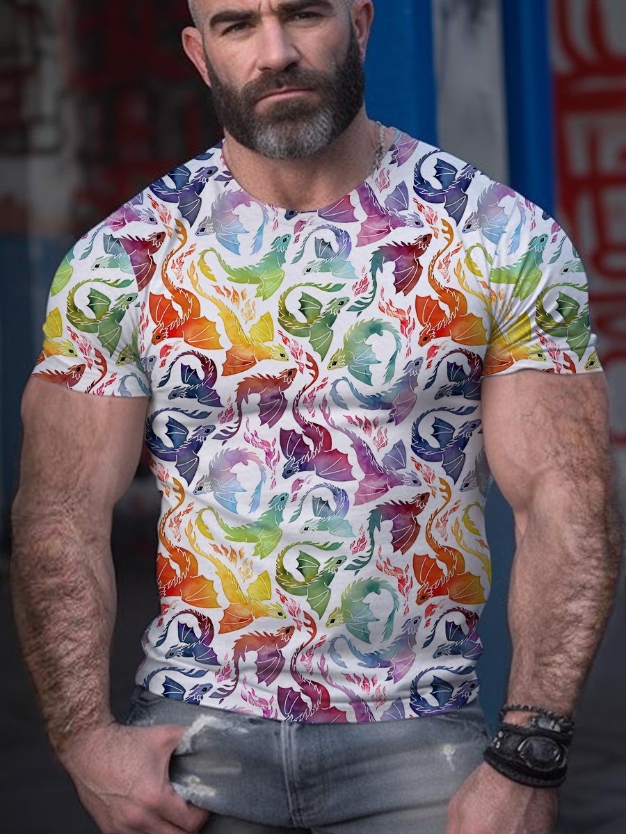 Men's Rainbow Dragon Lgbt Pride T-Shirt