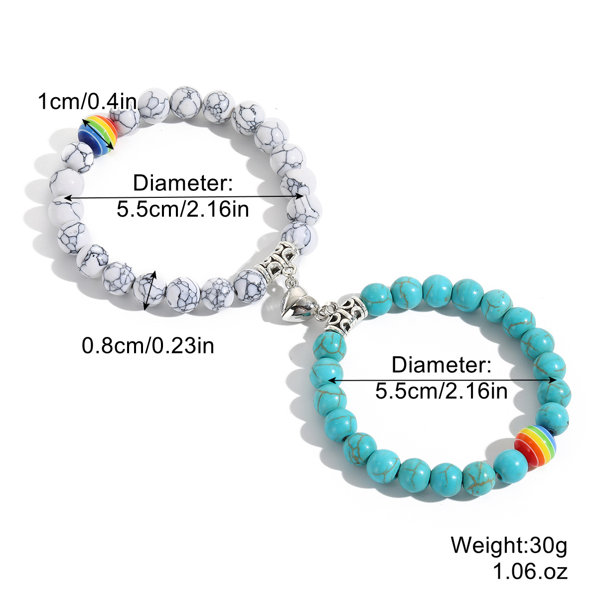 Couple Bracelet Rainbow Magnetic Bracelets