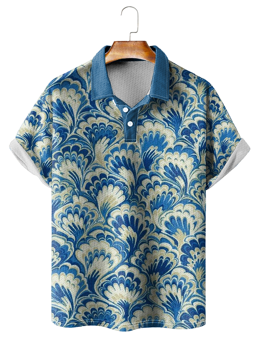 Art Pattern Print Casual Loose Short-Sleeved Polo Shirt