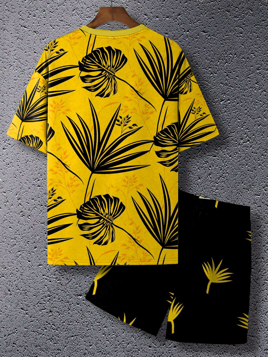 Art Hawaii Printed T-shirt And Shorts Men's Sets
