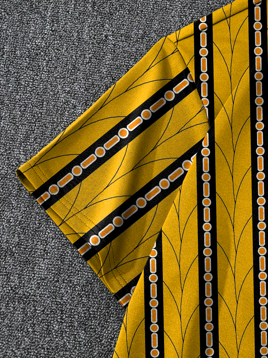 Stripes Printed T-shirt And Shorts Men's Sets