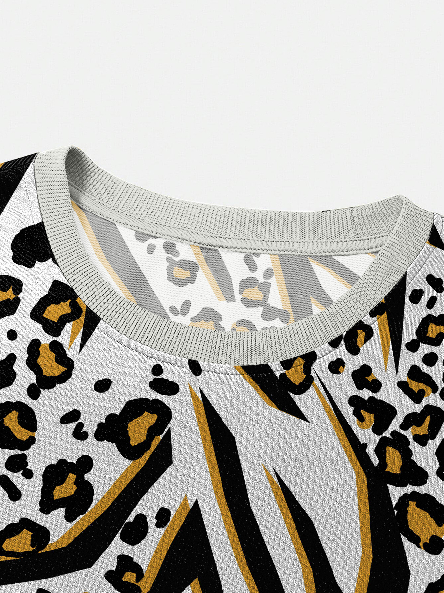 Art Leopard Pattern Printed T-shirt And Shorts Men's Sets