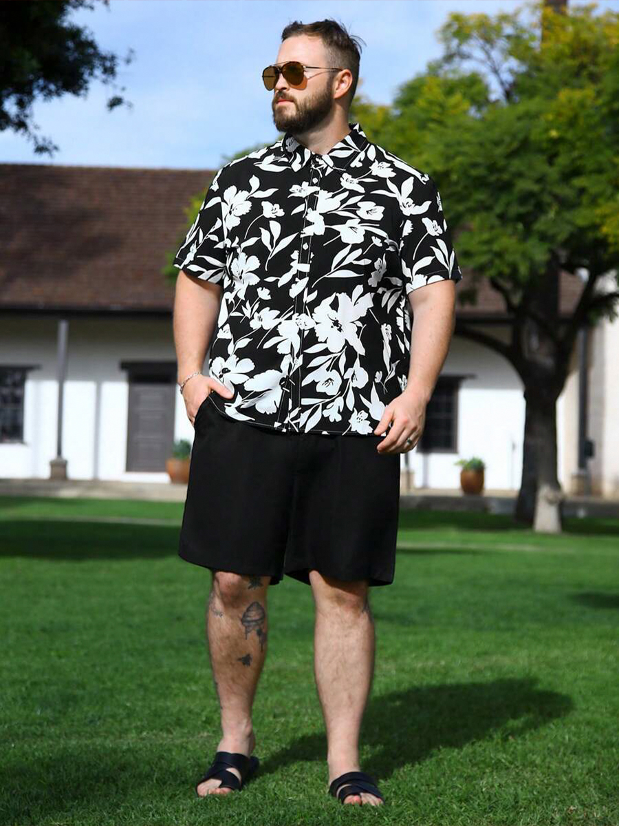 Men's Sets Hawaiian Vintage Floral Print Button Pocket Two-Piece Shirt Shorts Set