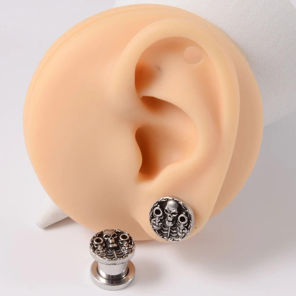 Skull Stainless Ear Gauge Plugs