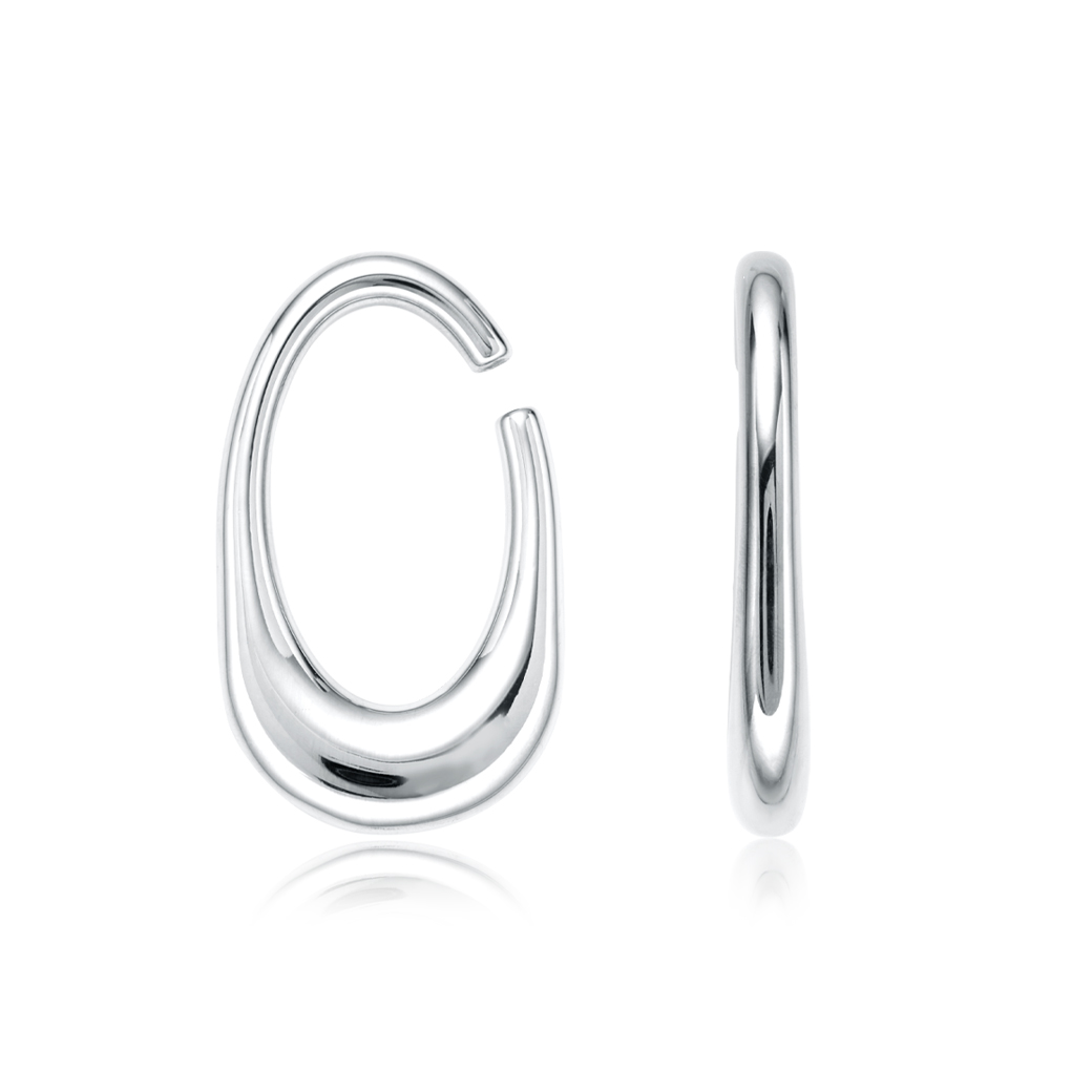 Silver Oval Stainless Hangers Ear Gauges