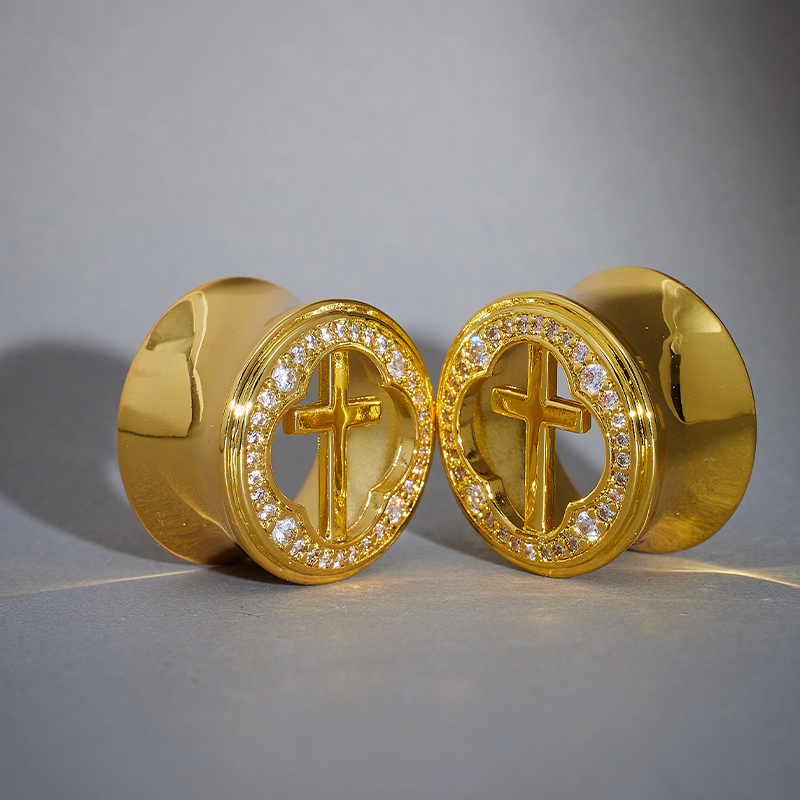 Window of Holy Light Moissanite 8K Ear Gauge Tunnel (2Pcs)
