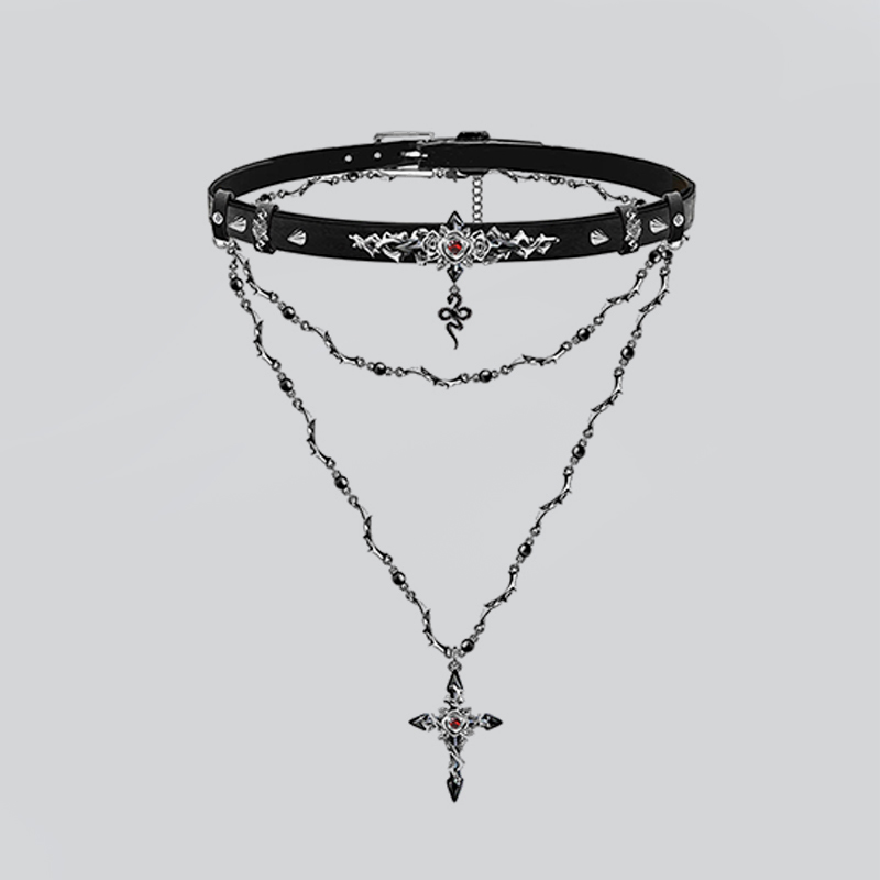 Crimson Serpent Cross Choker