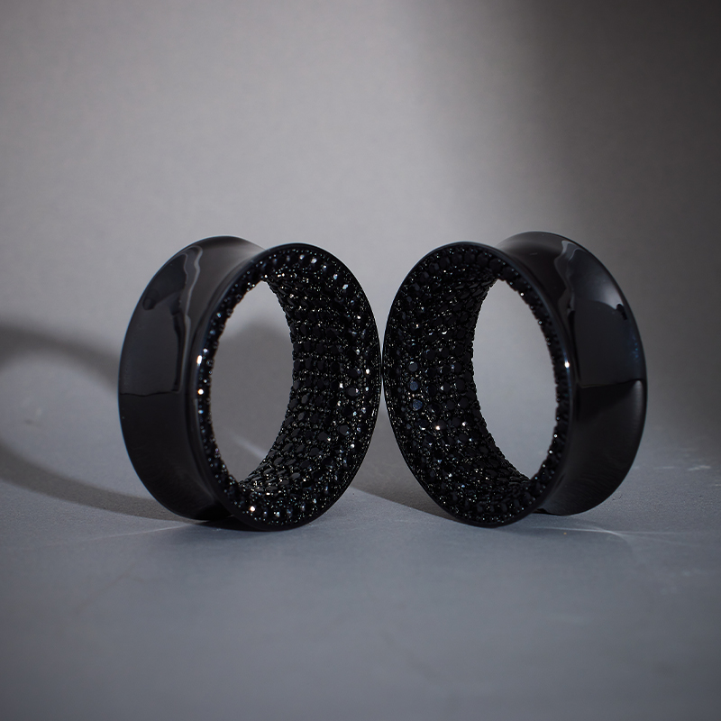 Tungsten Steel Black Moissanite Stars Shining Ear Gauge Tunnel(2pcs)