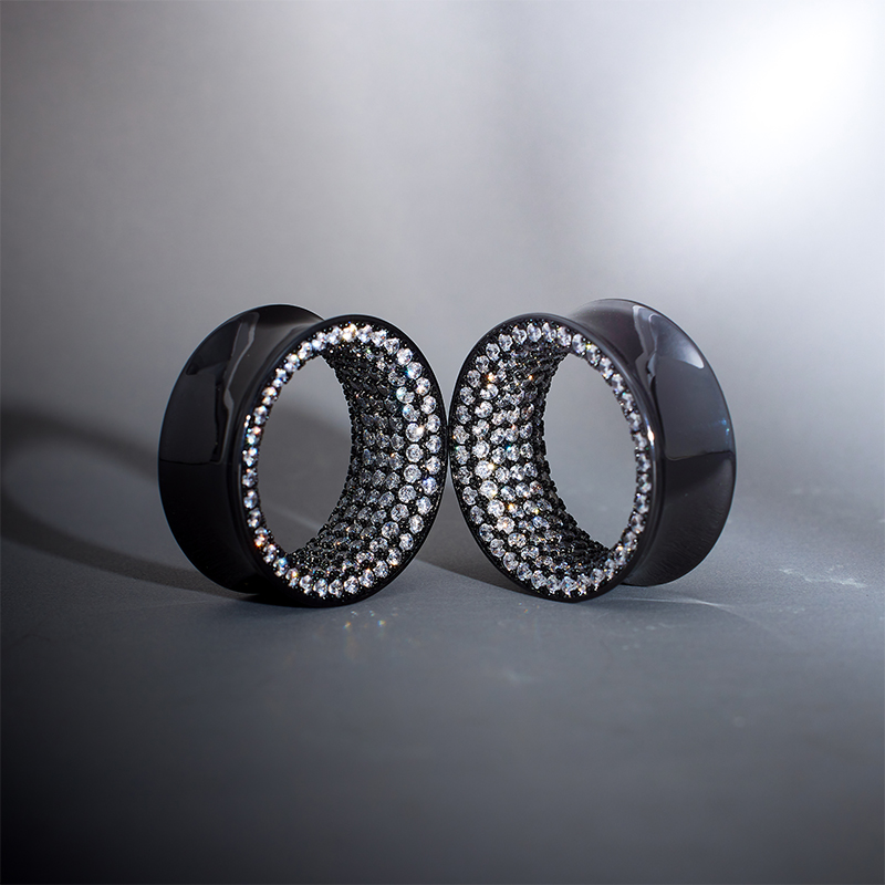 Tungsten Steel White Zircon Stars Shining Ear Gauge Tunnel(2pcs)