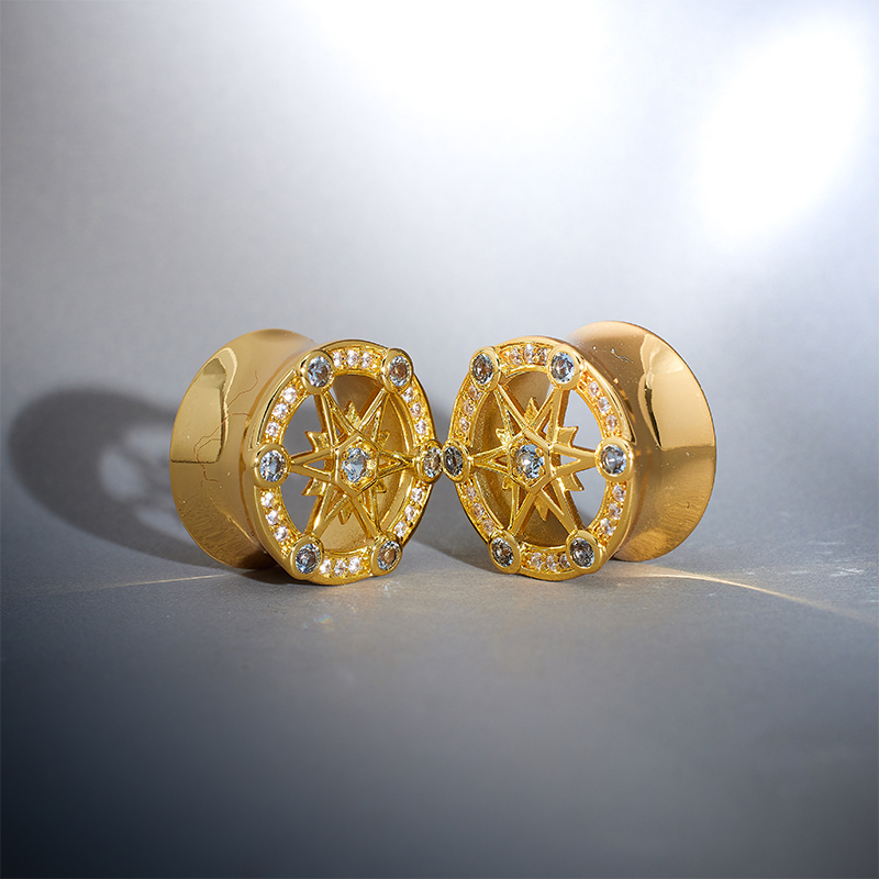 Starlight Shadow 14K Moissanite Ear Gauge Tunnel (2Pcs)