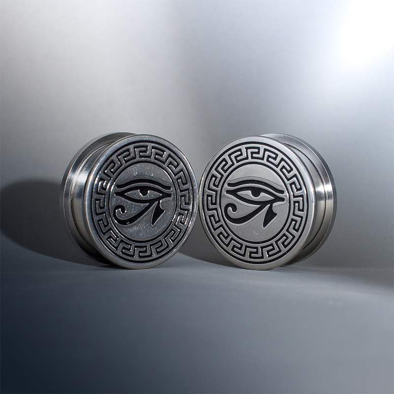 Eye of Horus Steel Plugs Ear Piercing Tunnels 2Pcs