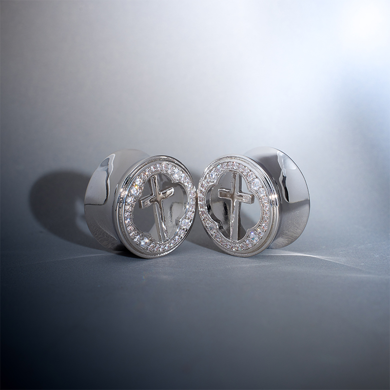 Window of Holy Light Zircon S925 Silver Ear Gauge Tunnel (2Pcs)