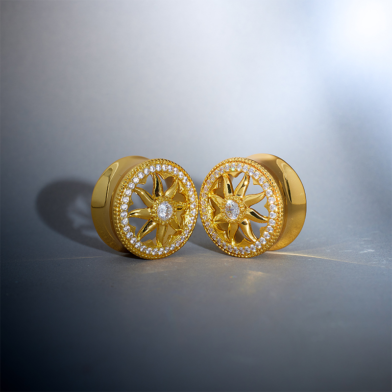 Sunrise Wreath Moissanite S925 Silver Ear Gauge Tunnel (2Pcs)