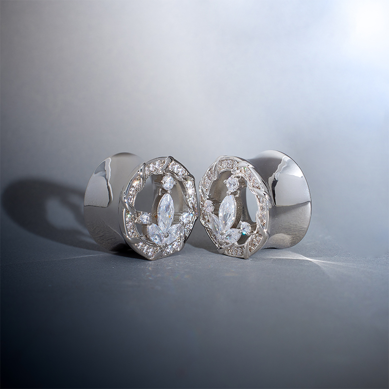 Anchor of Ocean Moissanite S925 Silver Ear Gauge Tunnel (2Pcs)
