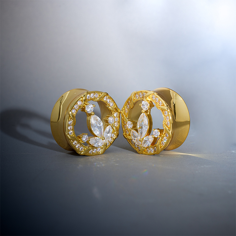 Anchor of Ocean Moissanite 14K Ear Gauge Tunnel (2Pcs)