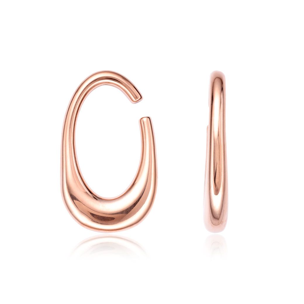 Rose Gold Oval Stainless Hangers Ear Gauges