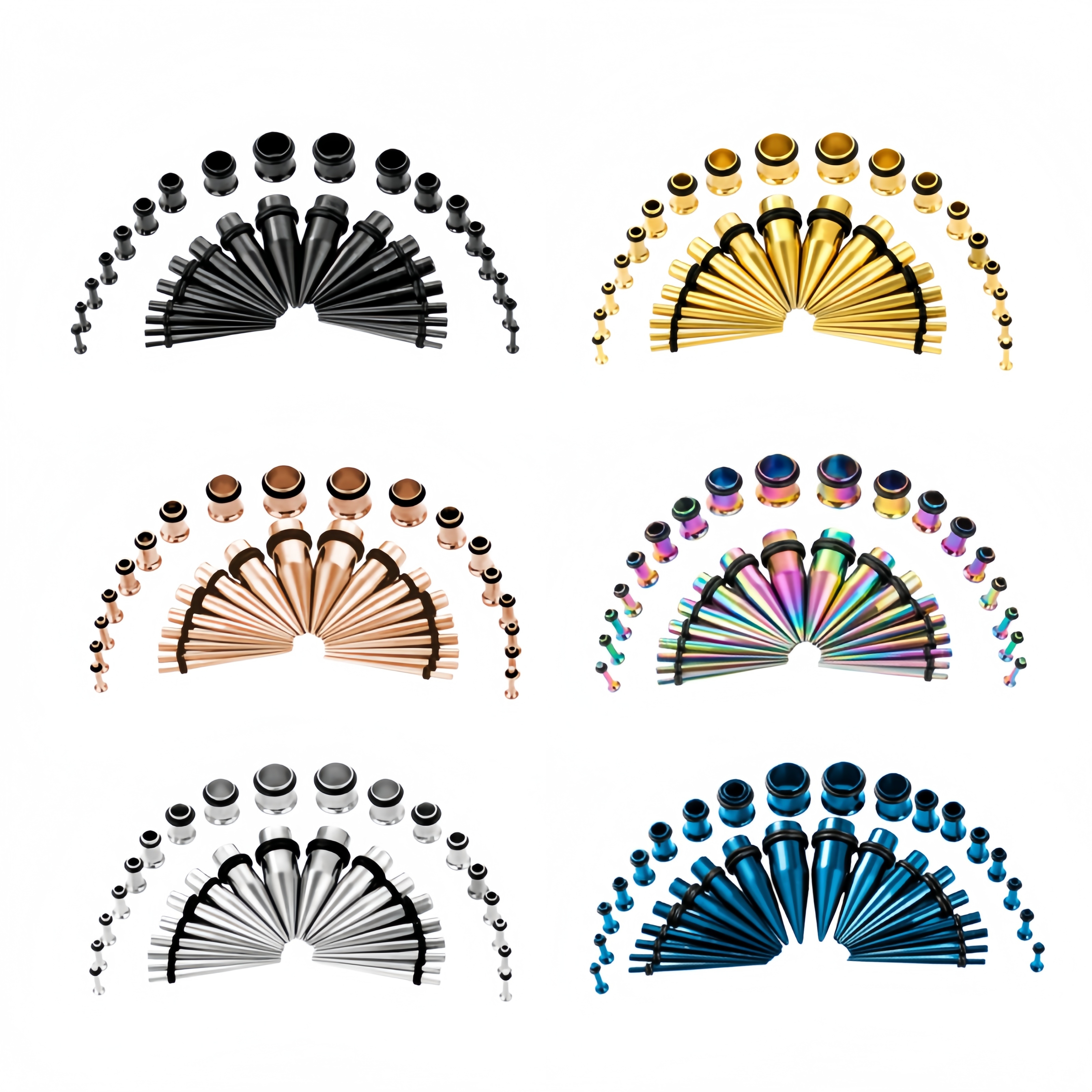 Multicolor Spike Ear Stretching Kit 36Pcs 